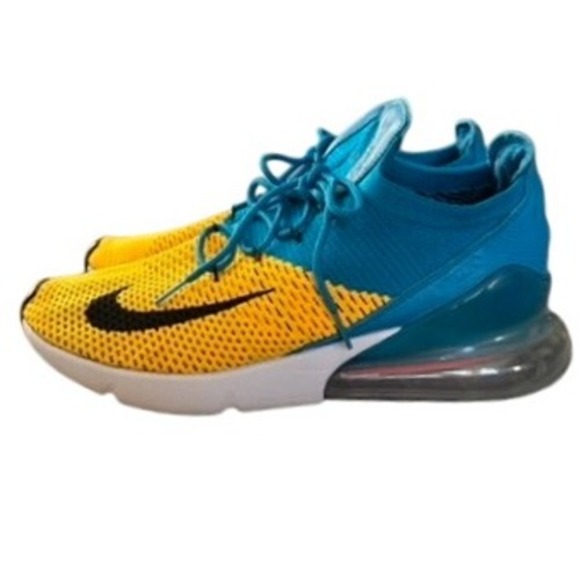 Nike‎ Air Max 270 Flyknit Blue Yellow Men's Sz 10 Activewear Running a01023-800 - Picture 6 of 12